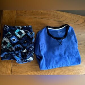 Cuddl Duds Blue and Black Fleece Pajama Set